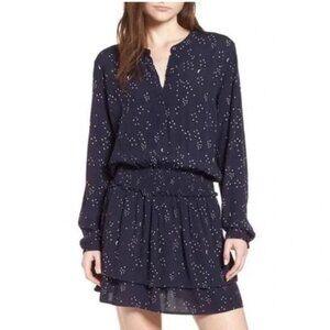 Rails Jasmine Dress Navy Stella Stars Size S 100% Rayon Mini Boho Chic